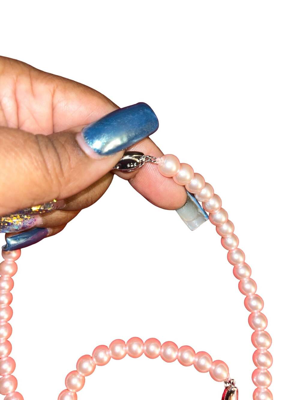 Pink Faux Pearl Jewelry Set Necklace Bracelet and Earrings